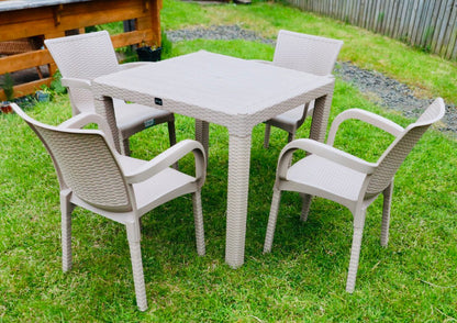 Cream Table with no glass top with chairs set