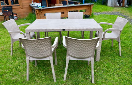 Cream Table with no glass top with chairs set