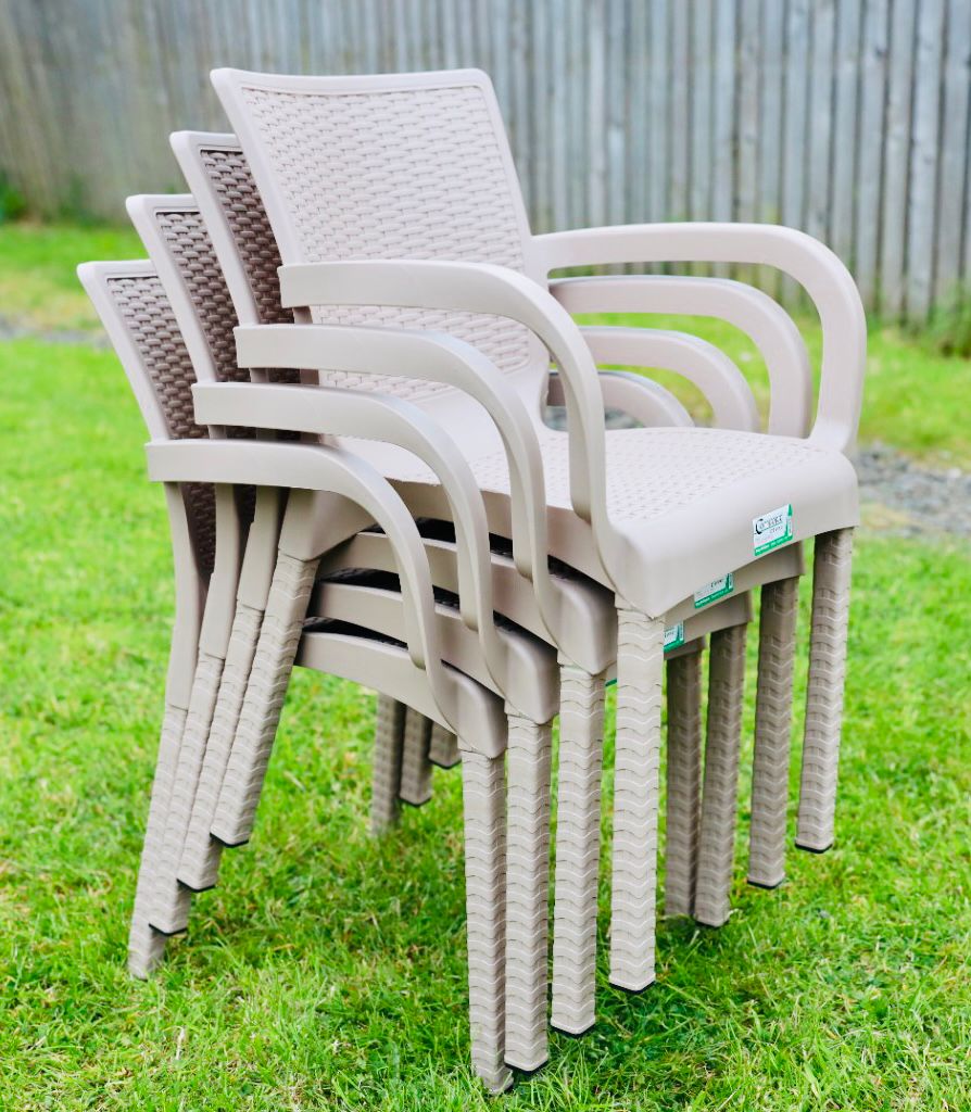 Cream Rattan 2 pack chair set